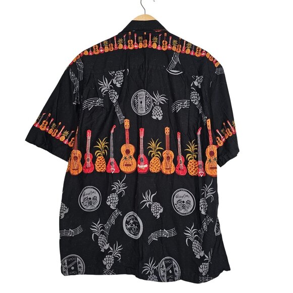 Vintage Winnie Fashion Hawaiian Shirt Black Pineapple Ukulele Music Mens XL - Picture 4 of 10